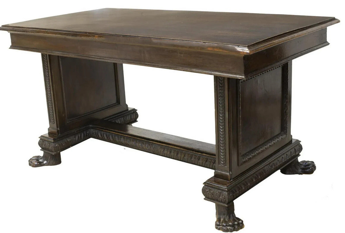 Table, Library Italian Renaissance Revival, Walnut, Trestle Base, Earl ...