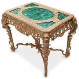 Table, Malachite and Gilt, Green, Imperial Style, Acanthus Leaf. Very Ornate! - Old Europe Antique Home Furnishings