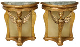 Tables, Console, Demilune, Italian Gilt Painted, Marble Top Pair, Vintage!! - Old Europe Antique Home Furnishings