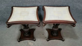 Tables, Pair Of Pleather, Cream, Top Plume American Tables, Vintage / Antique!! - Old Europe Antique Home Furnishings