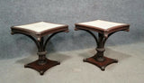 Tables, Pair Of Pleather, Cream, Top Plume American Tables, Vintage / Antique!! - Old Europe Antique Home Furnishings