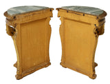 Tables, Console, Demilune, Italian Gilt Painted, Marble Top Pair, Vintage!! - Old Europe Antique Home Furnishings