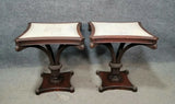 Tables, Pair Of Pleather, Cream, Top Plume American Tables, Vintage / Antique!! - Old Europe Antique Home Furnishings