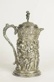 Tankard Pitcher, Silver-plated, Design in Relief of a Wine-making Scene, Raised - Old Europe Antique Home Furnishings