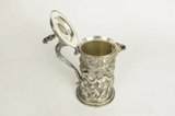 Tankard Pitcher, Silver-plated, Design in Relief of a Wine-making Scene, Raised - Old Europe Antique Home Furnishings
