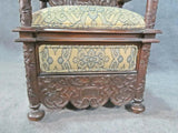 Throne Chair, Carved Figural, Lion Details, Renaissance Style, Vintage / Antique - Old Europe Antique Home Furnishings