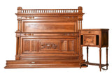 Bed, Nightstand, Marble T.,Louis XVI Style, Walnut with Rails, Vintage / Antique - Old Europe Antique Home Furnishings