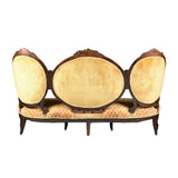 Antique Settee, Louis XV Style Rosewood Settee, Triple Crest, Scrolls, 1840-1870, 19th C. - Old Europe Antique Home Furnishings