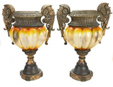 Urns, Palace Size, Carved Wood and Lucite, Pair, 26 Ins, Vintage / Antique!! - Old Europe Antique Home Furnishings