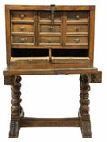 Vargueno Secretary, Computer / TV Stand, Spanish Style Carved, On Stand, 1900's! - Old Europe Antique Home Furnishings