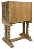 Vargueno Secretary, Computer / TV Stand, Spanish Style Carved, On Stand, 1900's! - Old Europe Antique Home Furnishings