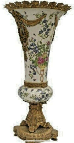 Vase, Floor, Ormolu-Mounted Porcelain, Gilt Bronze Mounts, 20th C., Gorgeous! - Old Europe Antique Home Furnishings