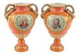 Vases, Sevres Style, Pair, Porcelain, Portrait Vases, 12.5 Ins H., - Old Europe Antique Home Furnishings