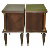Vintage Nightstands, (2) Italian Marble-Top Bedside, Mahogany Cabinets, 1900's! - Old Europe Antique Home Furnishings