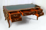 Vintage Desk, Bureau Platte, Ormolu Mounted, 5 Drawer French Style, Gorgeous! - Old Europe Antique Home Furnishings
