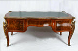 Vintage Desk, Bureau Platte, Ormolu Mounted, 5 Drawer French Style, Gorgeous! - Old Europe Antique Home Furnishings