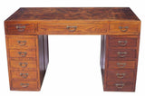 Vintage Desk, Asian Elmwood Parquetry Pedestal Writing Desk, Vintage / Antique! - Old Europe Antique Home Furnishings