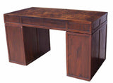 Vintage Desk, Asian Elmwood Parquetry Pedestal Writing Desk, Vintage / Antique! - Old Europe Antique Home Furnishings