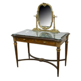 Vintage Vanity, Italian, Mirrored Marble-Top Dressing Table, Mid Century, 1900's, Gorgeous!! - Old Europe Antique Home Furnishings