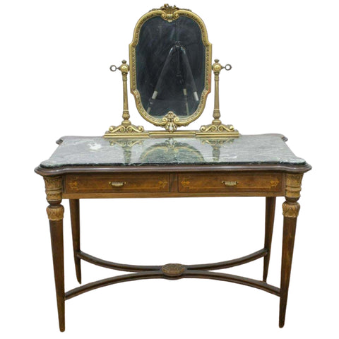 Vintage Vanity, Italian, Mirrored Marble-Top Dressing Table, Mid Centu– Old  Europe Antique Home Furnishings