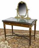 Vintage Vanity, Italian, Mirrored Marble-Top Dressing Table, Mid Century, 1900's, Gorgeous!! - Old Europe Antique Home Furnishings