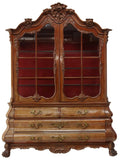 Vitrine, Display, Bombe, Dutch Style, Mahogany & Burlwood Faced, Glazed Doors! - Old Europe Antique Home Furnishings