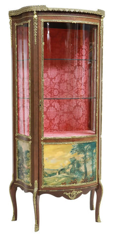 Vitrine, Display Cabinet, French Vernie Martin Style, Mahogany, Gilt, 1900s!! - Old Europe Antique Home Furnishings