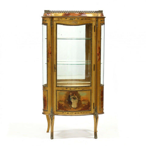 Vitrine, French Painted and Ormolu-Mounted, 20th C., Vintage Gorgeous Display! - Old Europe Antique Home Furnishings