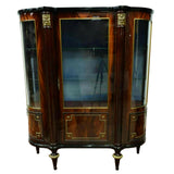 Vitrine, Glass, Louis XVI Style Mahogany Curved Glass, Vintage, Gorgeous!! - Old Europe Antique Home Furnishings