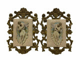 Wall Plaques, Porcelain Pair, Bisque, Figural Wall Plaques with Gold, Home Decor - Old Europe Antique Home Furnishings