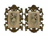 Wall Plaques, Porcelain Pair, Bisque, Figural Wall Plaques with Gold, Home Decor - Old Europe Antique Home Furnishings