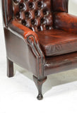 Wingback Arm Chair, British Red Leather Chesterfield , Button Tufted, Nailhead Trim! - Old Europe Antique Home Furnishings