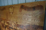 Wood Panels, Marquetry Style W/ Inlay Design, Village Scene, Large from Germany! - Old Europe Antique Home Furnishings