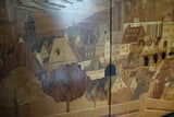 Wood Panels, Marquetry Style W/ Inlay Design, Village Scene, Large from Germany! - Old Europe Antique Home Furnishings