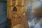 Wood Panels, Marquetry Style W/ Inlay Design, Village Scene, Large from Germany! - Old Europe Antique Home Furnishings