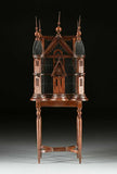 Wooden Birdcage, A Victorian Style Wire And Carved Wood Cathedral Cage, Gorgeous!! - Old Europe Antique Home Furnishings