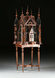 Wooden Birdcage, A Victorian Style Wire And Carved Wood Cathedral Cage, Gorgeous!! - Old Europe Antique Home Furnishings