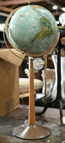 Handsome World Ocean Series Globe by Meredith Corporation, Mid Century!! - Old Europe Antique Home Furnishings