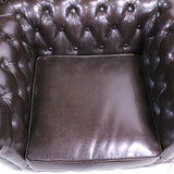 Sofa and Chair, Brown, Club  Chesterfield From England, Lovely Set! - Old Europe Antique Home Furnishings