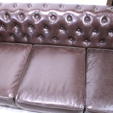 Sofa and Chair, Brown, Club  Chesterfield From England, Lovely Set! - Old Europe Antique Home Furnishings