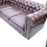 Sofa and Chair, Brown, Club  Chesterfield From England, Lovely Set! - Old Europe Antique Home Furnishings