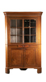 Antique Cabinet, Corner, Federal, American, Walnut, 2 Doors, Shelves, E. 1800s! - Old Europe Antique Home Furnishings