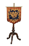 Antique Fire Screen, Tapestry, English Brass & Carved Mahogany, Georgian, 1800s! - Old Europe Antique Home Furnishings