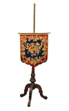 Antique Fire Screen, Tapestry, English Brass & Carved Mahogany, Georgian, 1800s! - Old Europe Antique Home Furnishings