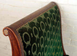 Antique Day Bed, Sleigh Form, Large French, Green, Mahogany Circa 1900, Beauty! - Old Europe Antique Home Furnishings