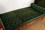 Antique Day Bed, Sleigh Form, Large French, Green, Mahogany Circa 1900, Beauty! - Old Europe Antique Home Furnishings