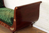 Antique Day Bed, Sleigh Form, Large French, Green, Mahogany Circa 1900, Beauty! - Old Europe Antique Home Furnishings