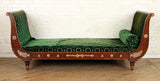 Antique Day Bed, Sleigh Form, Large French, Green, Mahogany Circa 1900, Beauty! - Old Europe Antique Home Furnishings