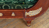 Antique Day Bed, Sleigh Form, Large French, Green, Mahogany Circa 1900, Beauty! - Old Europe Antique Home Furnishings
