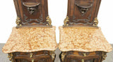 Bedside Cabinets, Louis XV Style, Walnut, Marble Top, Gorgeous Pair, Vintage!! - Old Europe Antique Home Furnishings